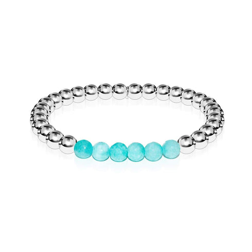 Fröhlich | Silber | Aquamarin Jade | Edelstein-Ausdrucksarmband